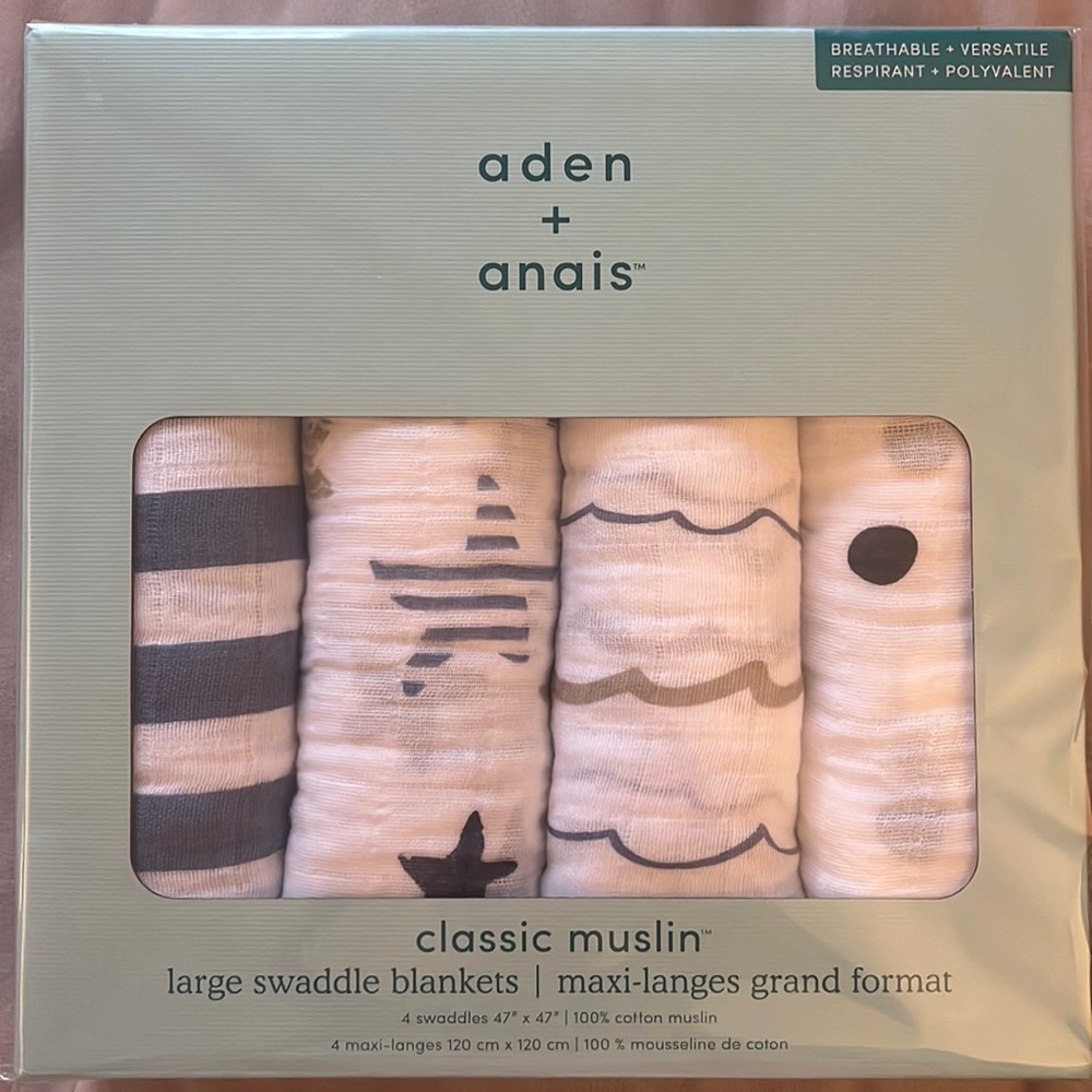 Aden + Anais Classic Muslin Swaddle Blankets Rock Star Baby Boy